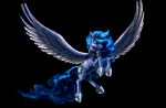  2018 angry animated black_background bra1neater crown cutie_mark equine equum_amici feathered_wings feathers female feral flying friendship_is_magic hair horn jewelry long_hair mammal my_little_pony necklace princess_luna_(mlp) simple_background solo spread_wings winged_unicorn wings 