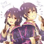  1girl ahoge black_hair brown_eyes elbow_gloves english fire_emblem fire_emblem:_kakusei genderswap gloves grin highres looking_at_viewer mark_(female)_(fire_emblem) mark_(fire_emblem) mark_(male)_(fire_emblem) smile 