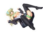  af_1201 aqua_eyes areolae bare_shoulders blonde_hair bow bra bra_lift breasts breasts_apart d: embarrassed feet feet_up full_body green_bra green_panties grey_skirt hair_bow hands_up highres liz_hohenstein long_hair long_sleeves looking_at_viewer lying medium_breasts miniskirt muvluv muvluv_alternative navel nipples no_shoes on_back open_mouth panties panties_under_pantyhose pantyhose partially_visible_vulva pleated_skirt pov_feet school_uniform schwarzesmarken shirt simple_background skirt spread_legs surprised_arms thighband_pantyhose torn_clothes torn_legwear two_side_up unbuttoned underwear upskirt white_background white_shirt 