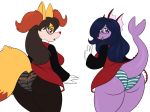  anthro blue_eyes blue_hair braixen brown_hair butt candace_(aj_the_flygon) clothing cosplay deadpliss eeveelution eyewear female hair lonbluewolf nintendo pok&eacute;mon pok&eacute;mon_(species) red_eyes shiny_vaporeon underwear vaporeon velene_(aj_the_flygon) video_games 