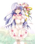  :d blush bouquet breasts bridal_veil choker cleavage collarbone cowboy_shot date_a_live dress elbow_gloves floating_hair flower gloves hair_flower hair_ornament hair_ribbon hibiki_mio holding holding_bouquet izayoi_miku long_hair looking_at_viewer medium_breasts open_mouth pink_flower purple_hair ribbon short_dress silver_eyes simple_background sleeveless sleeveless_dress smile solo standing thighhighs veil very_long_hair white_background white_dress white_gloves white_legwear white_ribbon zettai_ryouiki 