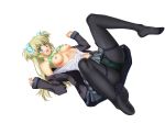  af_1201 aqua_eyes areolae bare_shoulders blonde_hair bow bra bra_lift breasts breasts_apart d: embarrassed feet feet_up full_body green_bra green_panties grey_skirt hair_bow hands_up highres liz_hohenstein long_hair long_sleeves looking_at_viewer lying medium_breasts miniskirt muvluv muvluv_alternative navel nipples no_shoes on_back open_mouth panties panties_under_pantyhose pantyhose pleated_skirt pov_feet school_uniform schwarzesmarken shirt simple_background skirt spread_legs surprised_arms thighband_pantyhose two_side_up unbuttoned underwear upskirt white_background white_shirt 