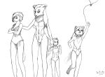  2018 anthro bikini canine clothed clothing cub daughter digital_drawing_(artwork) digital_media_(artwork) family female fur group hair hi_res humanoid mammal mature_female mother open_mouth parent pouting simple_background smile swimsuit tailsoft teenager young 