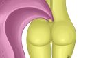  2018 anthro butt clothed clothing digital_media_(artwork) female flutterbutt fluttershy_(mlp) friendship_is_magic hi_res mranthony2 my_little_pony nude pussy simple_background solo standing topless white_background 