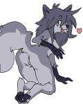  &lt;3 2018 all_fours anus canine clitoris female fur grey_fur hair happy hindpaw looking_at_viewer looking_back mammal paperclip_(artist) paws presenting pussy raised_tail solo wolf 