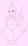  2018 2_fingers 2_toes antennae anthro bedroom_eyes big_breasts breasts collar dragon eyelashes female goodra half-closed_eyes hand_on_breast inverted_nipples kamikitsu looking_at_viewer nintendo nipples nude pok&eacute;mon pok&eacute;mon_(species) pussy seductive slightly_chubby slime smile solo standing thick_thighs toes video_games wide_hips 