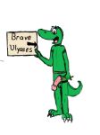  2012 arrow balls brave_ulysses looking_at_viewer male open_mouth pencil_(disambiguation) penis scalie sign solo 
