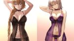  arm_behind_head armpits arms_up babydoll bad_id bad_twitter_id black_panties blonde_hair blue_eyes bow bow_panties bra braid breasts bustier choker cleavage collar commentary eyebrows_visible_through_hair fate/apocrypha fate/grand_order fate_(series) head_tilt highres jeanne_d'arc_(alter)_(fate) jeanne_d'arc_(fate) jeanne_d'arc_(fate)_(all) lace lace-trimmed_panties large_breasts lingerie long_braid long_hair looking_at_viewer mashu_003 multiple_girls navel nightgown pale_skin panties see-through short_hair side-by-side silver_hair single_braid stomach thigh_gap underwear underwear_only yellow_eyes 