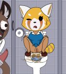  aggressive_retsuko anal anus bathroom bear blpanda butt chibi cute dump fart feces female gas gassy haida hyena invalid_color male mammal panda penis pooping pussy retsuko toilet use 