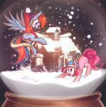 2017 beanie blue_eyes building clothing crouching cute cutie_mark duo earth_pony equine eyelashes feathered_wings feathers female feral flying friendship_is_magic hair hat horse house mammal mirroredsea mostly_nude multicolored_hair my_little_pony open_mouth pegasus pink_hair pinkie_pie_(mlp) pony purple_eyes rainbow_dash_(mlp) rainbow_hair smile snow snow_globe snowball snowball_fight snowing suspended_in_midair sweater tongue wings 