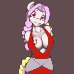  albino alternate_species anthro anthrofied big_breasts braided_hair breasts cleavage clothed clothing digital_media_(artwork) equine fairy_tail female flare_corona hair hi_res horse kloudmutt mammal my_little_pony pink_hair ponification pony red_eyes solo soul_devouring_eyes stare suggestive 