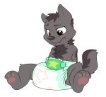  anthro baby blush canine cub cuddlehooves diaper embarrassed male mammal simple_background sitting solo white_background wolf young 