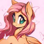  2017 arthropod blush butterfly cute equine eyelashes feathered_wings feathers female fluttershy_(mlp) friendship_is_magic hair insect long_hair looking_at_viewer makeup mammal mascara mirroredsea my_little_pony pegasus pink_background pink_hair simple_background smile solo teal_eyes wings 