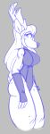  anthro antlers blue_theme cervine clothed clothing dogfluid female hair horn looking_at_viewer mammal solo standing thick_thighs 
