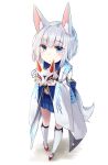  :o animal_ear_fluff animal_ears azur_lane bangs blue_eyes blunt_bangs blush commentary_request eyebrows_visible_through_hair fox_ears fox_tail from_above full_body highres holding holding_mask japanese_clothes kaga_(azur_lane) kneehighs looking_at_viewer mask multiple_tails nuko_miruku rudder_shoes shadow short_hair sidelocks simple_background skirt solo tail white_background white_hair white_legwear wide_sleeves younger 