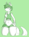  anthro clothed clothing dogfluid green_theme male mammal shirt solo standing tank_top thick_thighs towel wide_hips 