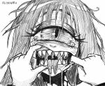  cyclops gazer_(monster_girl_encyclopedia) monochrome monster_girl monster_girl_encyclopedia mouth sharp_teeth tears teeth tongue 