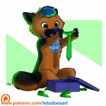  anthro bandanna blue_fur brown_fur canine fur green_eyes green_fur grey_fur happy letodoesart mammal necktie open_mouth 