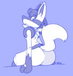  anthro big_butt butt dogfluid hair looking_back lucario male nintendo open_mouth pok&eacute;mon pok&eacute;mon_(species) restricted_palette sitting solo video_games 