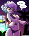  2018 areola bikini bracelet breasts cephalopod clothing dialogue digital_media_(artwork) ear_piercing english_text female hi_res humanoid inkling jewelry looking_at_viewer marie_(splatoon) marik_azemus34 marine navel nintendo not_furry open_mouth piercing pointy_ears solo splatoon swimsuit text video_games 