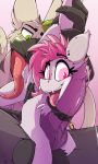  2018 absurd_res avian balls beak collaboration collar duo equine fan_character fangs feathered_wings feathers fur green_eyes hair hi_res interspecies male mammal meggchan my_little_pony oral penis pink_hair ralekarts saliva sex tongue tongue_out wings 