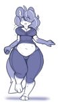  anthro breasts clothed clothing dogfluid exercise female hair hair_over_eye looking_at_viewer mammal skunk slightly_chubby solo standing sweat wide_hips 