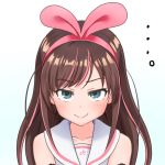  1girl a.i._channel aqua_eyes arm_warmers brown_hair collarbone goriate hairband kizuna_ai long_hair multicolored_hair pink_hair pink_hairband portrait sailor_collar smile smug solo two-tone_hair virtual_youtuber 