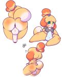  2018 animal_crossing anthro anus backsack balls blush breasts bulge butt canine cleavage clothed clothing dickgirl digital_media_(artwork) erection erection_under_clothes fur furfireburst green_eyes hi_res intersex isabelle_(animal_crossing) mammal nintendo nude panties penis presenting presenting_hindquarters slightly_chubby solo uncut underwear video_games yellow_fur 