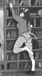  &lt;3 &lt;3_panties 2018 anthro barefoot biped book bookshelf braided_hair breasts butt clothed clothing detailed_background digital_media_(artwork) female frilly_panties fully_clothed furgonomics giraffe gracey_(sirhcx) greyscale hair heart_panties heart_pattern hi_res hooves humanoid_hands inside lace lingerie long_hair looking_at_viewer looking_back mammal monochrome multicolored_body on_one_leg open_mouth panties pinup pose reaching rear_view signature solo standing sweater tail_clothing tanutanuki turtleneck underwear 