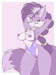  anthro big_breasts black_hair breasts canine clothing exposed_breasts eyelashes fangs female fur green_eyes grey_fur hair lupe_the_wolf mammal nipples sallyhot smile solo sonic_(series) swimsuit wolf 
