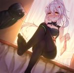  :q ayanami_(azur_lane) azur_lane black_legwear black_shorts blush bow bow_panties breasts brown_eyes cleavage closed_mouth commentary crossed_legs curtains dutch_angle glowing glowing_eyes hair_ornament hand_up high_ponytail holding holding_panties long_hair medium_breasts no_shoes nose_blush panties panties_removed panties_under_pantyhose pantyhose pink_panties ponytail prpr_friends short_shorts shorts shorts_removed silver_hair sitting smile soles solo thighband_pantyhose tongue tongue_out transparent underwear very_long_hair window 