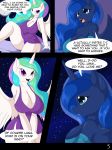  anthro big_breasts breasts clothed clothing comic dialogue digital_media_(artwork) duo english_text equine female friendship_is_magic hair hi_res horn long_hair mammal multicolored_hair my_little_pony princess_celestia_(mlp) princess_luna_(mlp) suirano text winged_unicorn wings 