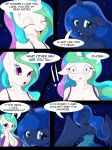  ! anthro big_breasts blush breasts clothed clothing comic dialogue digital_media_(artwork) duo english_text equine female friendship_is_magic hair hi_res horn long_hair looking_at_viewer mammal multicolored_hair my_little_pony one_eye_closed open_mouth princess_celestia_(mlp) princess_luna_(mlp) suirano text unicorn winged_unicorn wings 