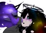  ! ambiguous_gender angel black_blood black_hair black_sclera blood blue_eyes blush character_request demon docu_(gcp) doppel duo face_lick flaming_hair glowing glowing_eyes hair halo humanoid licking long_hair male messy_hair monster_boy not_furry nude open_mouth pointy_ears purple_eyes purple_hair purple_tongue simple_background surprise tongue tongue_out white_background 