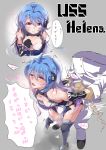  1girl ahegao arm_grab azur_lane bad_id bad_pixiv_id bare_shoulders blue_hair boots breasts commentary_request cum cumdrip english gloves helena_(azur_lane) hetero highres looking_at_viewer murata_ryou nipples sex speech_bubble thigh_boots thighhighs translation_request 