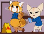  aggressive_retsuko anal anus bathroom bear big_(disambiguation) blpanda butt canine chibi desperation door fart fart_fetish female fenneko fox gas gassy invalid_color mammal panda pon pussy retsuko sanrio toilet two 