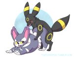  2018 blush butt canine digital_drawing_(artwork) digital_media_(artwork) duo eeveelution english_text feline female fur male male/female mammal nintendo open_mouth penetration pok&eacute;mon pok&eacute;mon_(species) purugly sex simple_background text tongue umbreon vaginal vaginal_penetration video_games ziggy_fox 