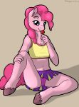  2014 anthro anthrofied blue_eyes blush candy clothed clothing drahgoon earth_pony equine female fetlocks food friendship_is_magic fur hair hi_res holding_object hooves horse licking lollipop mammal my_little_pony navel panties pink_fur pink_hair pinkie_pie_(mlp) pony simple_background sitting skirt solo tongue tongue_out underwear 