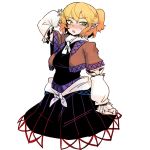  blush commentary detached_sleeves green_eyes highres mizuhashi_parsee no_legs pigeoncrow pointy_ears scratching_head short_hair solo touhou 