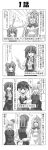  &gt;_&lt; 5girls absurdres aki_minoriko aki_shizuha arms_behind_back arms_up ascot bow closed_eyes comic flying_sweatdrops food food_on_head fourth_wall fruit_on_head greyscale hair_between_eyes hat highres kazami_yuuka letty_whiterock lily_white long_hair long_sleeves monochrome multiple_girls object_on_head open_mouth rappa_(rappaya) shirt smile sweatdrop touhou translated vest wide_sleeves 