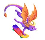  2017 alpha_channel claws digital_media_(artwork) dragon horn icelectricspyro membranous_wings purple_eyes purple_scales scales scalie simple_background skate_board smile spines spyro spyro_the_dragon transparent_background video_games western_dragon wings 
