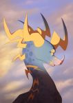  2017 day detailed_background digital_media_(artwork) dragon feral horn icelectricspyro male outside scalie sky solo spines western_dragon yellow_eyes 
