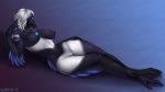  2018 anthro avian beak black_nipples bourbon._(artist) breasts feathers female hair hi_res jewelry lying necklace nipples nude pussy solo white_hair 