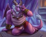  armor asher_(spyro) balls belt biceps blue_eyes bracers claws clothing dragon erection eyewear glasses horn humanoid_penis invalid_tag leaning male muscular noodlewd outside penis scalie scar sitting snow spyro_reignited_trilogy spyro_the_dragon teeth uncut vein video_games 