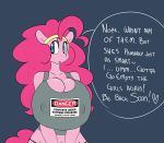  anthro anthrofied big_breasts breasts cleavage clothed clothing earth_pony english_text equine female friendship_is_magic horse huge_breasts hugtastic_pinkie_pie mammal my_little_pony nipple_bulge pinkie_pie_(mlp) pony solo somescrub text 