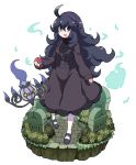  :d ahoge al_bhed_eyes bangs black_footwear breasts chandelure dress fire full_body gen_5_pokemon hair_between_eyes hairband hex_maniac_(pokemon) highres holding holding_poke_ball legs_apart long_hair long_sleeves mary_janes nazonazo_(nazonazot) open_mouth poke_ball poke_ball_(generic) pokemon pokemon_(creature) pokemon_(game) pokemon_xy purple_dress purple_eyes purple_fire purple_hair purple_hairband shoes simple_background sleeves_past_wrists small_breasts smile solo standing teeth tombstone very_long_hair white_background 