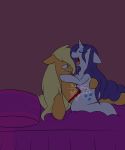  anthro applejack_(mlp) bed dildo drooling duo earth_pony equine eyes_closed female female/female friendship_is_magic hi_res horn horse mammal moonveil my_little_pony panting penetration pony rarity_(mlp) saliva semi-anthro sex_toy simple_background smile strapon tongue tongue_out unicorn vaginal vibrator 