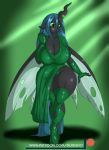  2018 armwear breasts changeling clothing digital_media_(artwork) female friendship_is_magic green_eyes hair hi_res horn insect_wings legwear long_hair my_little_pony queen_chrysalis_(mlp) slit_pupils solo suirano wings 