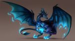  2018 blue_eyes blue_scales claws digital_media_(artwork) dragon horn icelectricspyro membranous_wings scales scalie simple_background spines western_dragon wings 