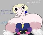  2018 anthro areola big_areola big_breasts blush breast_expansion breast_rest breasts butt cosmicscourge cosmog english_text female huge_breasts hyper hyper_breasts jigglypuff lactating legendary_pok&eacute;mon licking licking_lips male male/female nintendo nipples not_furry nude oof ori_(cosmicscourge) pok&eacute;mon pok&eacute;mon_(species) sunhat text tiddypuff tongue tongue_out video_games 